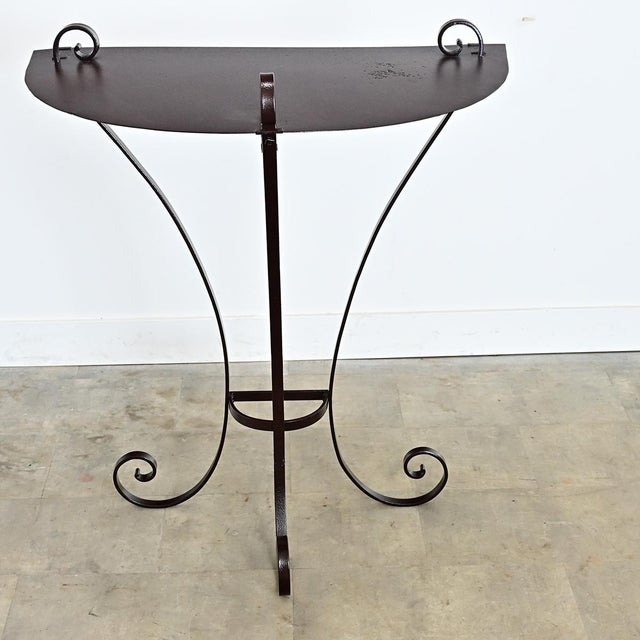Early 20th Century French Wrought Iron Demilune Console in New Powder-coat For Sale - Image 4 of 11