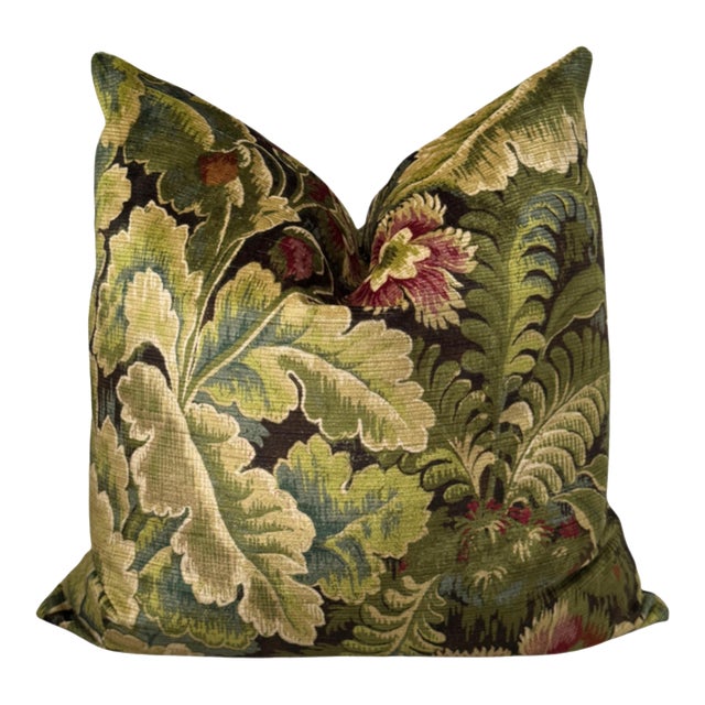Chelsea Velvet Fern and Mulberry Pillow For Sale