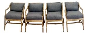 Authentic Vintage McGuire Rattan Target Arm Chairs - Set of 4