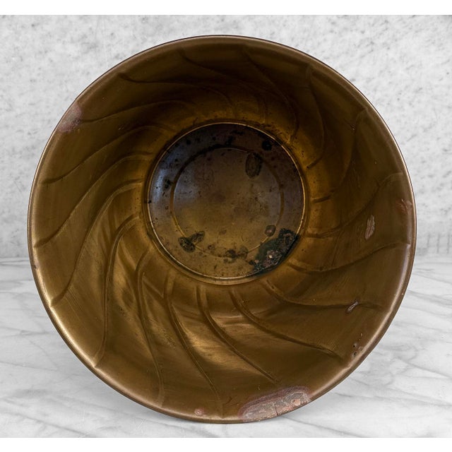 Brass Vintage Traditional Brass Ribbed Jardiniere Planter - 12" For Sale - Image 8 of 9