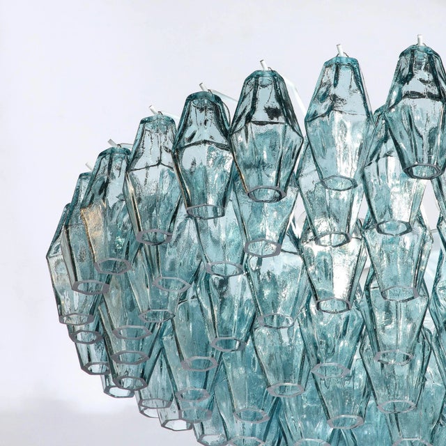 Modernist Hand-Blown Aquamarine Murano Glass Polyhedral Chandelier For Sale In New York - Image 6 of 12