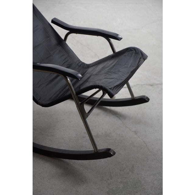 Black Postmodern Black Leather Rocking Chair by Takeshi Nii, 1950s For Sale - Image 8 of 18