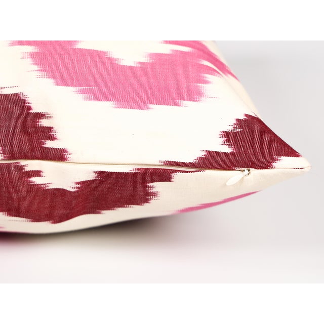Textile Handwoven Pink Ikat Pillow Cover For Sale - Image 7 of 7