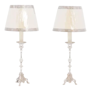 Pair of Early 20th Century Silver Plate Lamps