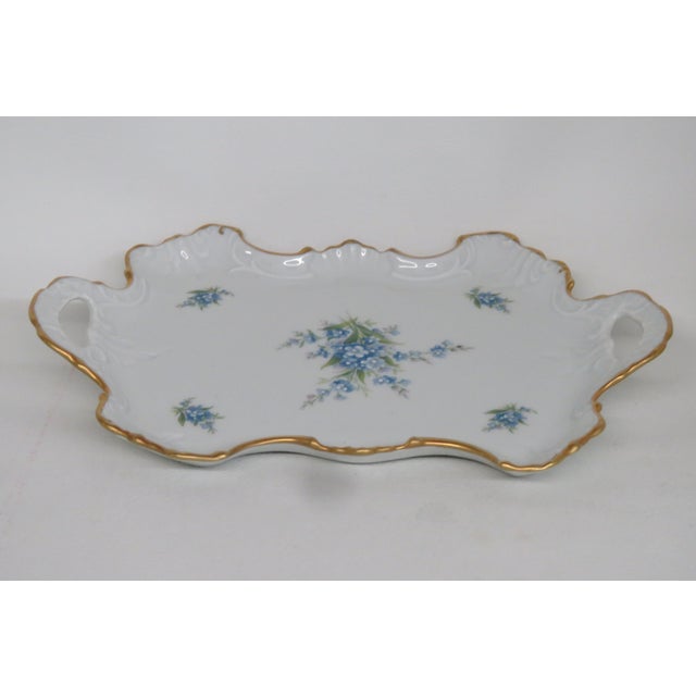 Mid 20th Century Limoges Forget Me Not Floral Pattern Floral Dresser Trinket Tray Dish 4532b For Sale - Image 18 of 18