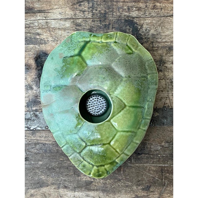 Green Vintage Green Ceramic Turtle Flower Frog For Sale - Image 8 of 15