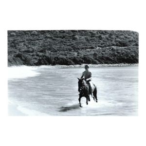 1980s Man Riding a Horse in the Surf Photograph