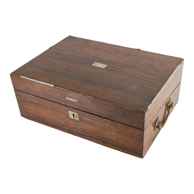 19th Century Rosewood Veneer Stationary Writing Box for Restoration For Sale