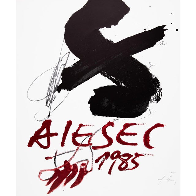 Antoni tapies (1923-2012) international student original color poster signed in the board on poster paper 50 x 70 cm (c....