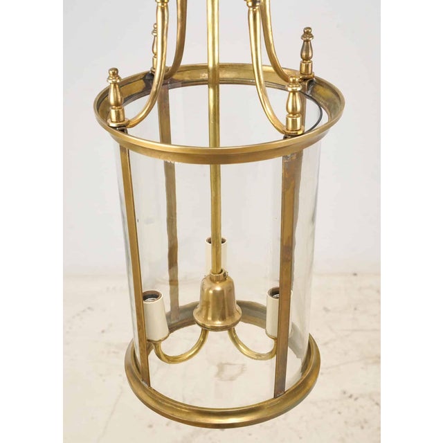 Neoclassical Mid 20th Century Restored French Neoclassical Brass Lantern Pendant Light For Sale - Image 3 of 8
