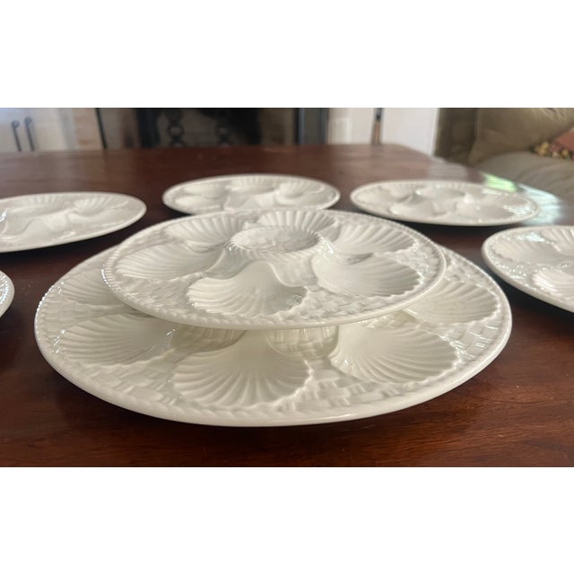 Vintage French Longchamp White Oyster Plate For Sale - Image 9 of 11
