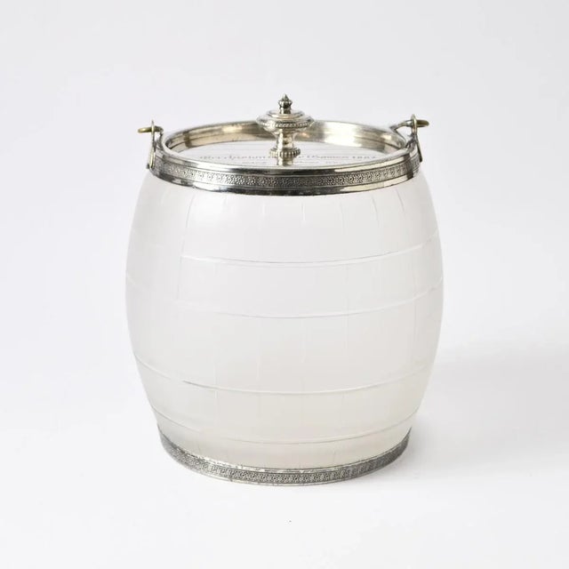 Silver Antique Silver-Plated Barrel Biscuit Box, 1887 For Sale - Image 8 of 10