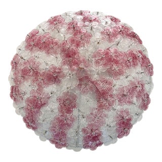 Venetian Transparent and Ametista Flowers Murano Glass Flush Mount in Barovier Style For Sale