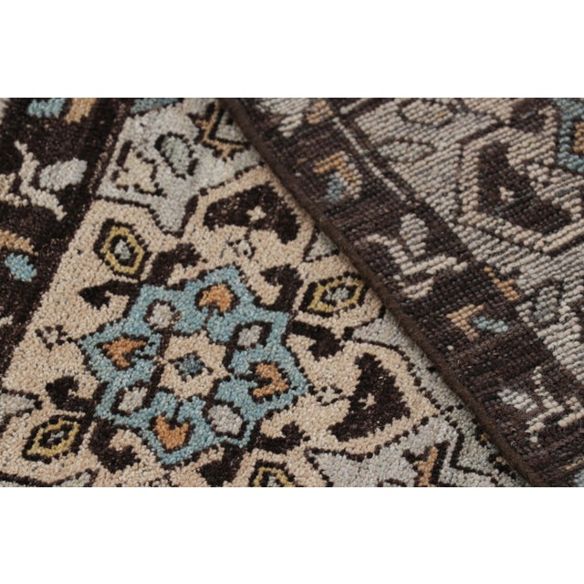 Textile Rug & Kilim’s Caucasian Style Square Rug in Blue With Geometric Medallions For Sale - Image 7 of 7