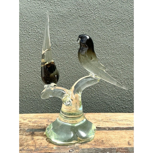 Transparent Vintage Italian Glass Lovebirds After Murano For Sale - Image 8 of 12