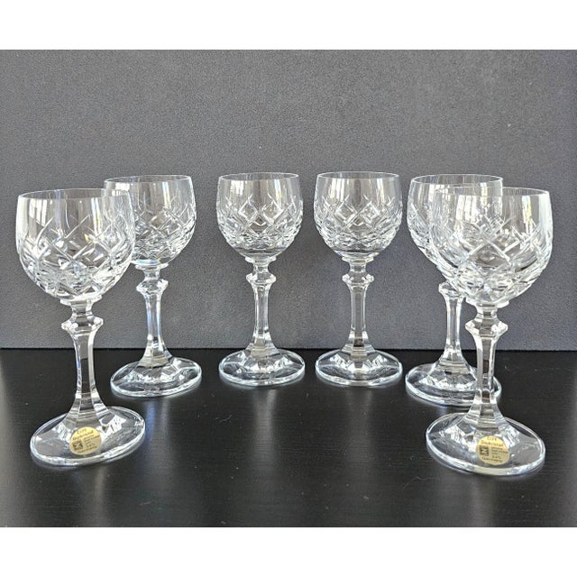 Elevate your bar cart or holiday tablescape with this striking set of six (6) crystal cordial / liqueur glasses by the...