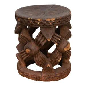 Oxidized Carved Wood Bamileke Stool