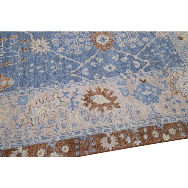 Textile Blue Apadana's Artisan Collection Handmade Allover Designed Wool Rug For Sale - Image 7 of 11