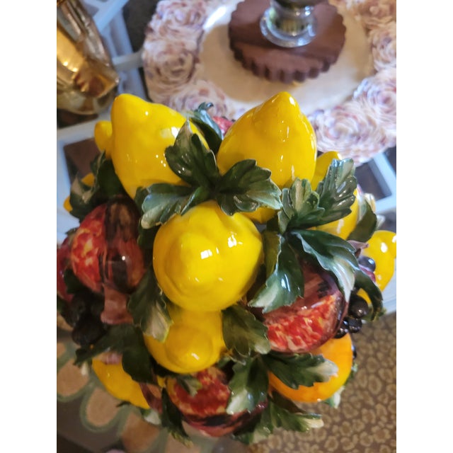Vintage Extra Large Lemon Pomegranate Ceramic Italian Majolica Fruit Topiary Table Decor Centerpiece For Sale - Image 9 of 9