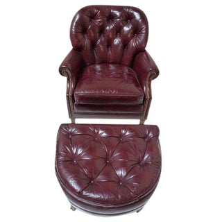 Hancock & Moore Chesterfield Chair & Ottoman For Sale