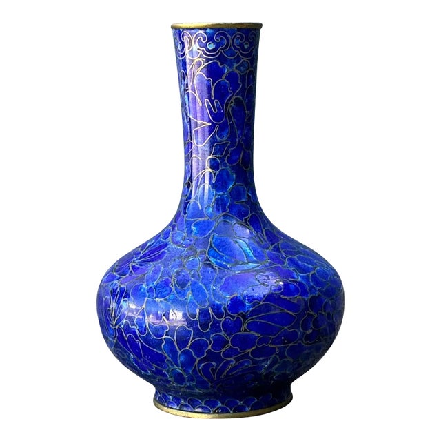 Vintage Cloisinee Blue Bud Vase For Sale