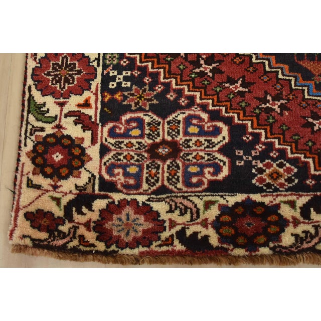 Qashqai Rug 3’5” X 5’5” Red Wool Vintage Tribal Hand-Knotted Oriental Carpet For Sale - Image 9 of 12