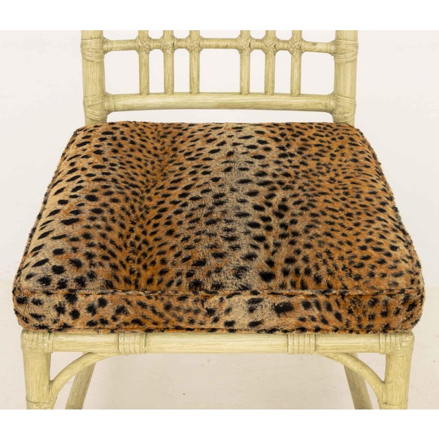 Modern Green Painted Faux Bamboo Side Chair For Sale - Image 4 of 9