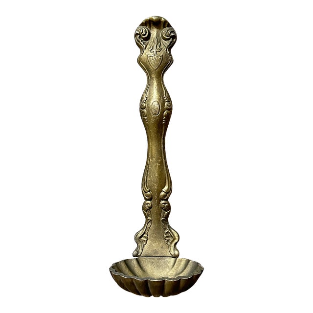 Vintage Mid 20th Century Gold Cast Metal Decorative Ladle Spoon For Sale