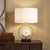Pasargad Home Sphere Collection White Circular Piece of Marble and Metal Modern Table Lamp with White Shade For Sale In New York - Image 6 of 8