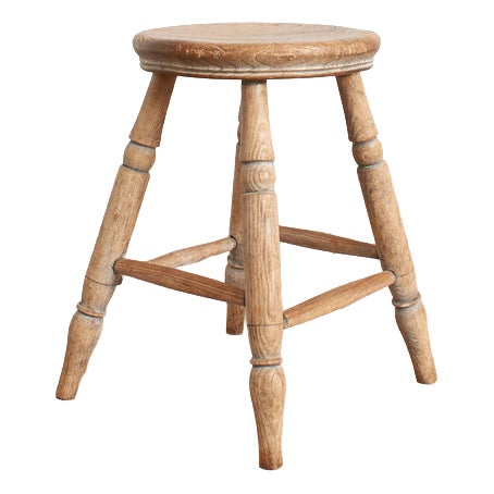 Vintage Rustic Wooden Stool For Sale