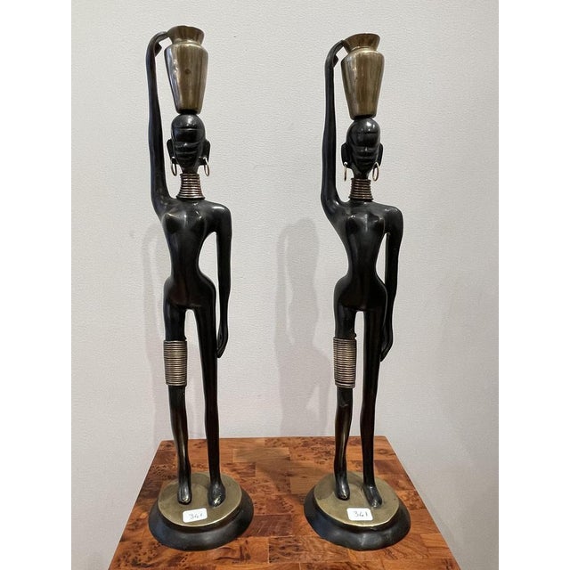 Water Carriers Statuettes attributed to Karl Hagenauer, 1970s, Set of 2, in Good conditions. Designed 1970 to 1979