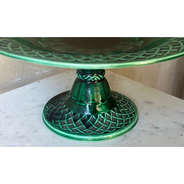 Victorian Minton English Majolica Footed Compote, C. 1860 For Sale - Image 3 of 13