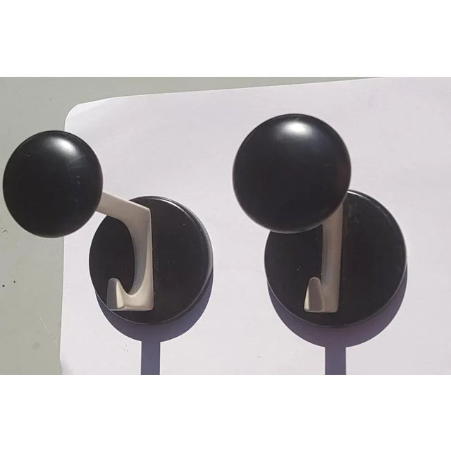 1970s Coat Hooks with Straps in Black and White, 1970s, Set of 2 For Sale - Image 5 of 5