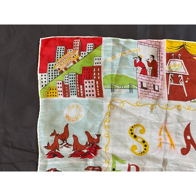 Textile Carl Tait San Francisco Landmarks Vintage Silk Textile Panel For Sale - Image 7 of 10