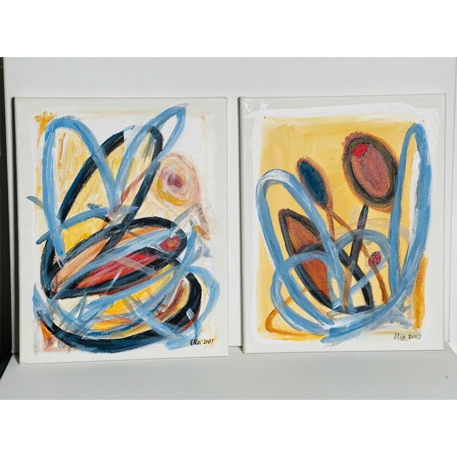 Abstract Abstract Contemporary Dyptich on Canvas by Elia For Sale - Image 3 of 6