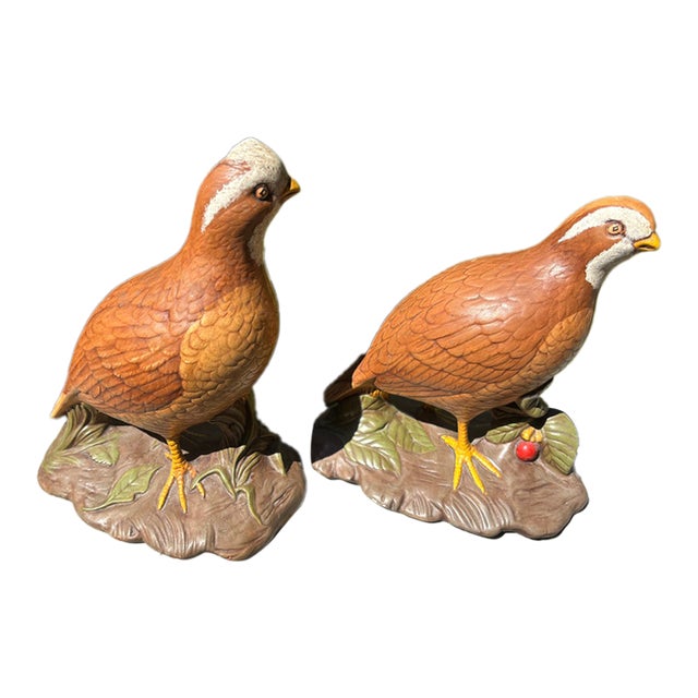 Pair of Glazed Ceramic Bobwhite Quail For Sale