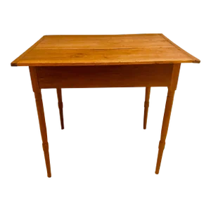 Early 19th Century Old Salem Nc Tavern Table Antique Pine and Maple W Spindle Legs and Breadboards