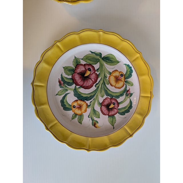This vintage mid-century Italian tin-glazed majolica pottery serving platter and bowl will brighten your table with it's...
