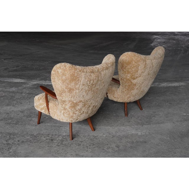 Prague Chairs in Real Sheepskin from Madsen & Schübel, Denmark, 1960s, Set of 2 For Sale - Image 10 of 12