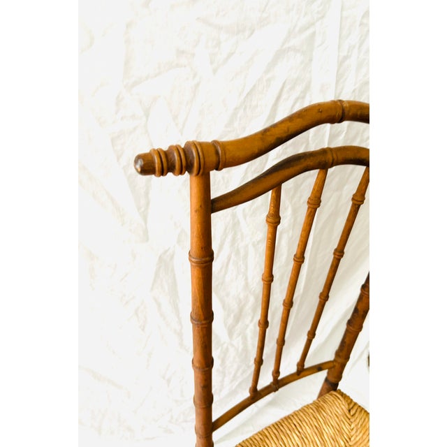1970's Midcentury Modern Vintage Faux Bamboo High Back Beech Wood Chair . 16.95ʺW X 16.55ʺD X 39.75ʺH Seat H 18" in Sturdy...