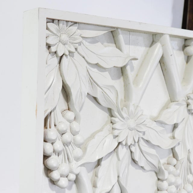 Pair of Modern White Relief Wall Panels With Bird and Grape Motifs For Sale - Image 14 of 16