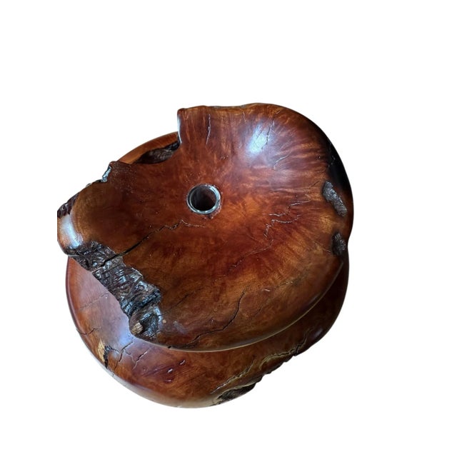1980s Vintage Burlwood Brutalist Hand Turned Sculpture Art Vase For Sale - Image 5 of 9