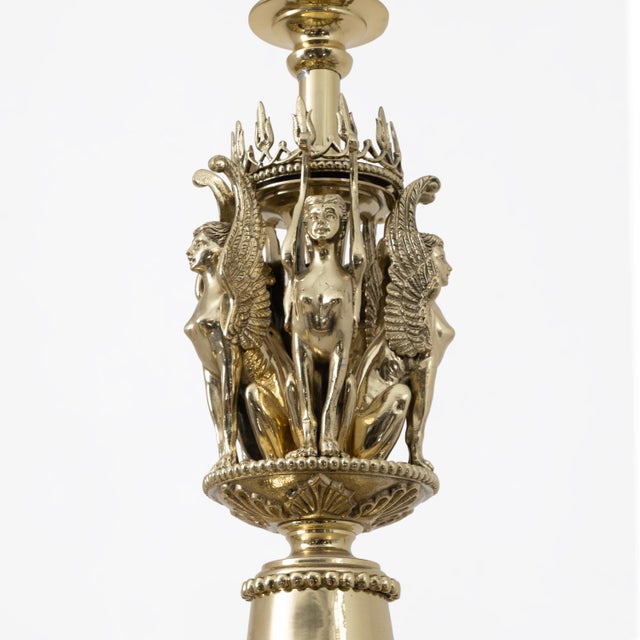 Empire Style Gilt Bronze Chandelier with Winged Figures, Italy, Early 19th Century For Sale - Image 10 of 12