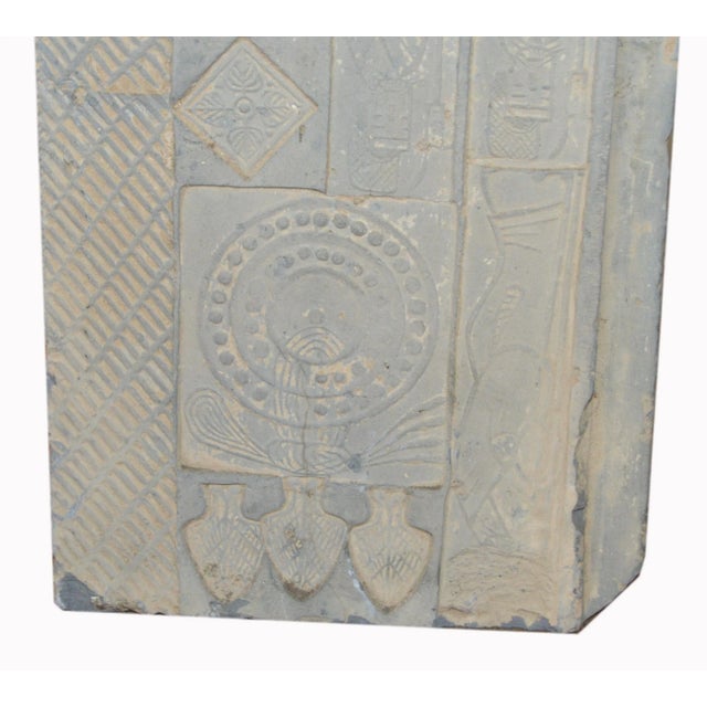 19th Century Tall Chinese Hand-Carved Stone Temple Decoration Pedestal Planter For Sale - Image 4 of 9