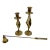 Vintage Polished Brass Twisted Candlestick Holders and Candle Sniffer - Set of 3 For Sale