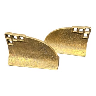 Brutalist Brass Bookends by Heinz Goll, 1960s, Set of 2 For Sale