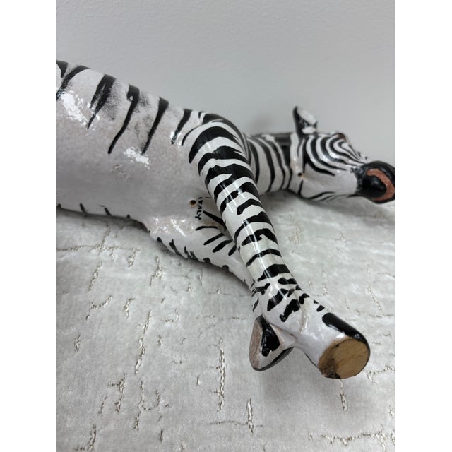 1960s Italian Glazed Terracotta Zebra Sculpture For Sale - Image 9 of 12