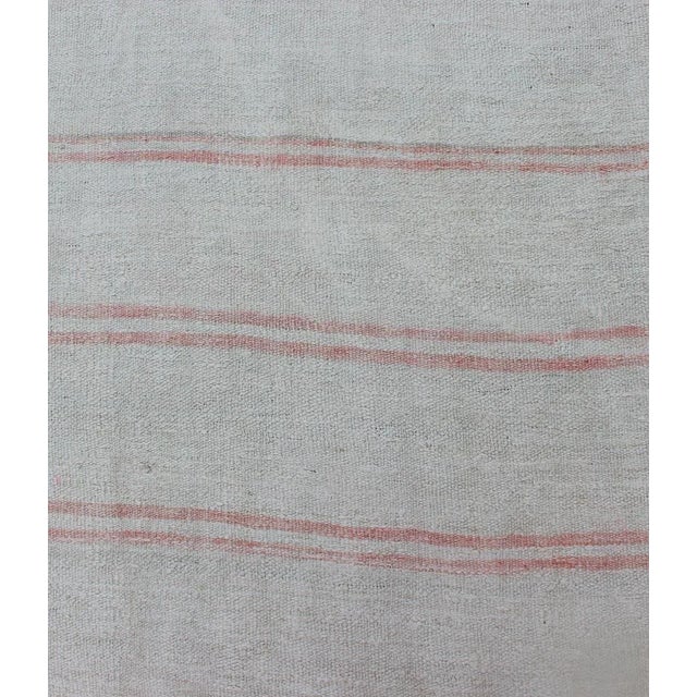 Textile Mid 20th Century Vintage Turkish Kilim Runner With Stripes in Light Coral and Neutral Tones For Sale - Image 7 of 11