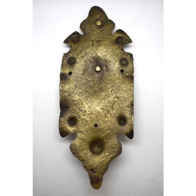 1930s Spanish Revival Hammered Brass Door Knocker For Sale - Image 4 of 5
