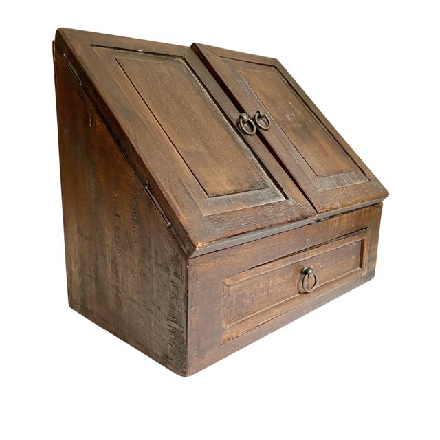 Rustic Antique Wooden Secretary Tabletop Desk Organizer For Sale - Image 3 of 6